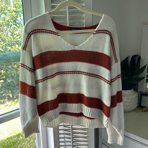 knit comfy and soft shein sweater orange and white striped